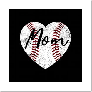Baseball Softball Heart Mom Mother'S Day Posters and Art